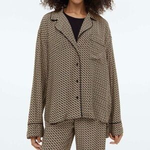 H&M Patterned Button Down Shirt Beige Black